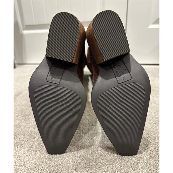 Charles David Wire Tall Boots Brown Microsuede Size 7 NWOB Textile Upper Fall - Picture 14 of 15